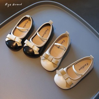 Giày búp bê da đế mềm đính nơ xinh xắn cho bé gái