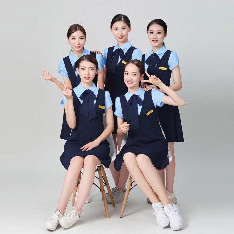 ✺Váy nữ mùa xuân và mùa hè quần áo làm việc của giáo viên mẫu giáo quần áo giáo viên mẫu giáo dài và ngắn tay màu trắng