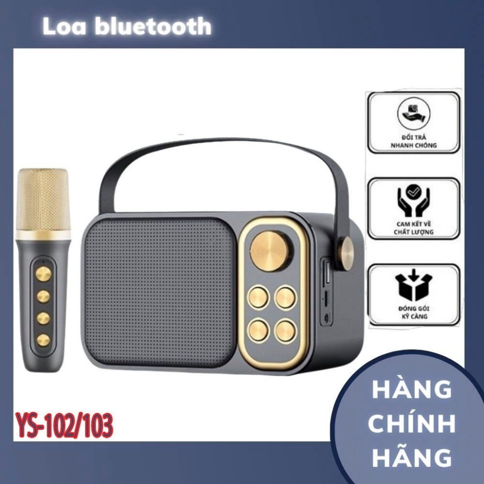 Loa karaoke bluetooth YS-103 kiểu dáng nhỏ nhắn đáng yêu,loa không dây kèm mic hát âm thanh chất lượng cao công suất lớn