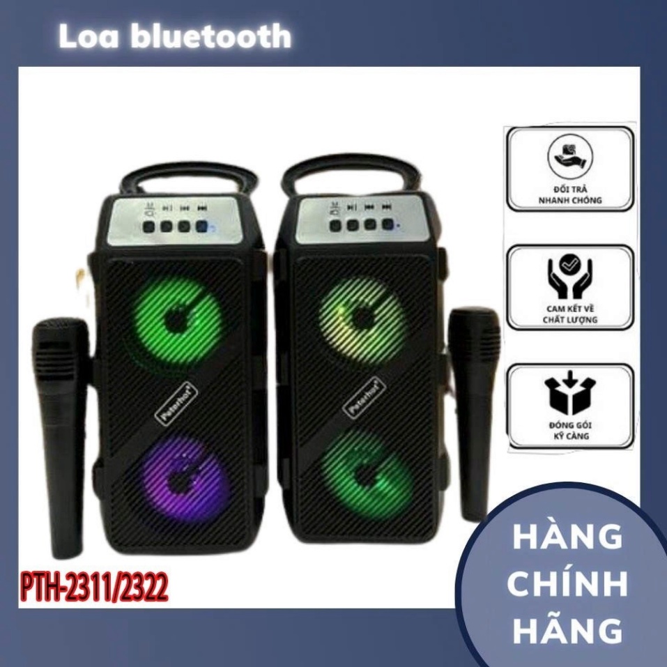 Loa karaoke bluetooth PTH 2322/2311 phiên bản cao cấp 2023,loa không dây tặng kèm mic hát âm thanh đỉnh cao cùng đèn led
