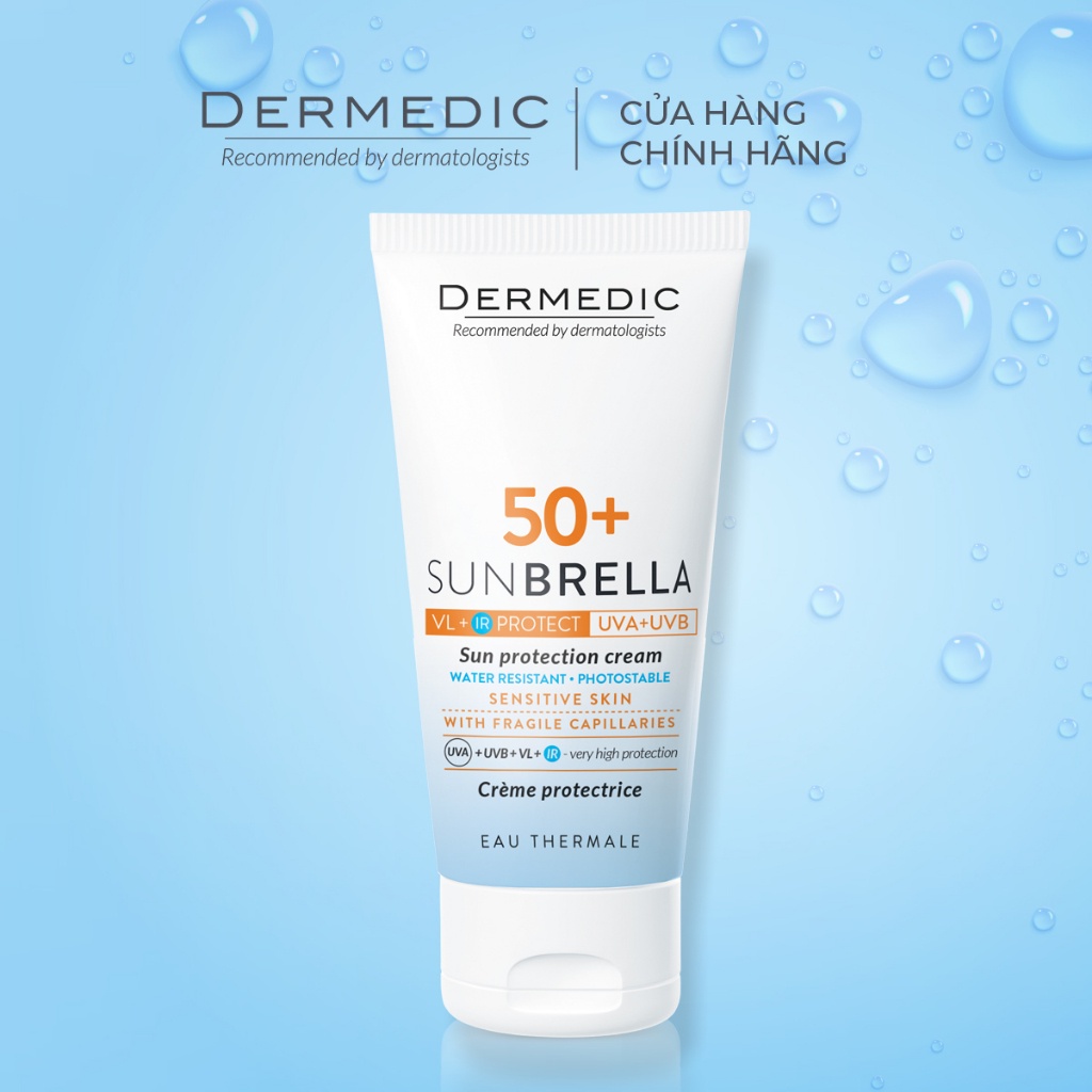 Kem chống nắng cho da nhạy cảm Dermedic Sunbrella SPF50+ Sun Protection Cream Skin With Fragile Capillaries 50g