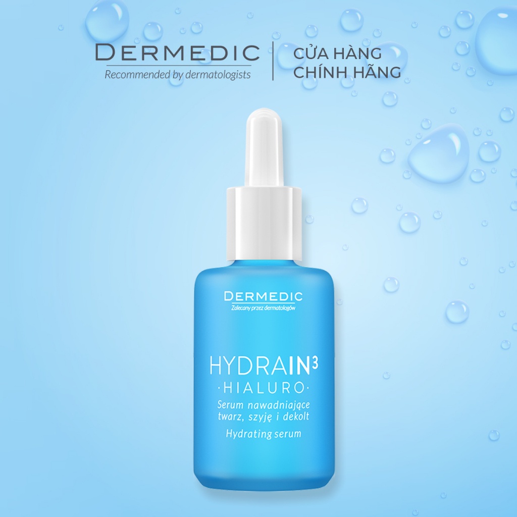 Serum cấp nước cho da khô Dermedic Hydrain3 Hialuro Hydrating Serum For Face Neck And Decolltage 30ml