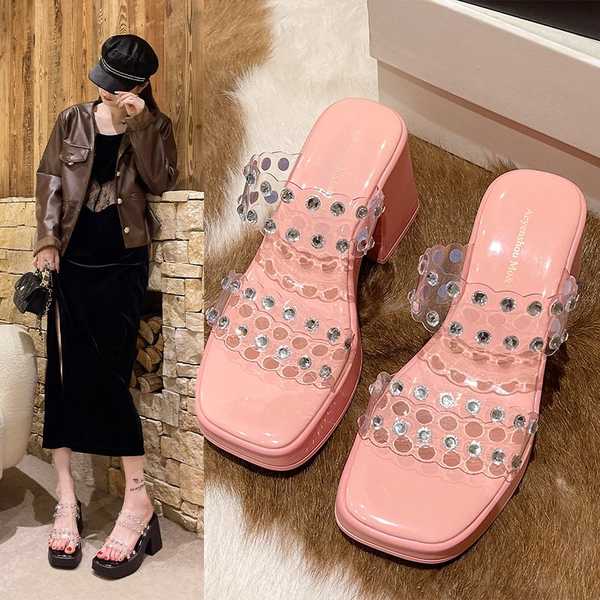 Dép cao gót nữ Dép khoan nước thanh lịch