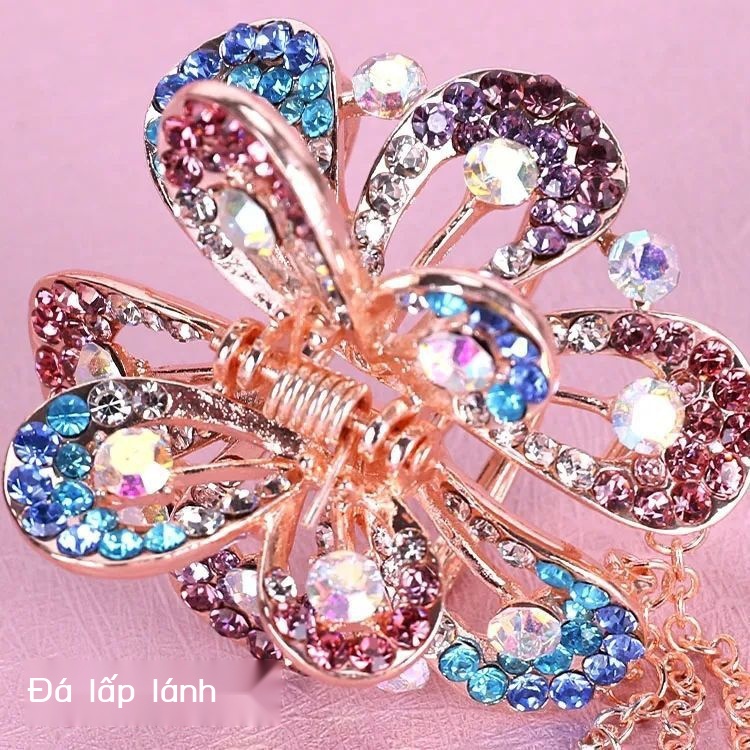 Kẹp Tóc Đính Đá Phối Tua Rua Bằng Kim Loại Thời Trang