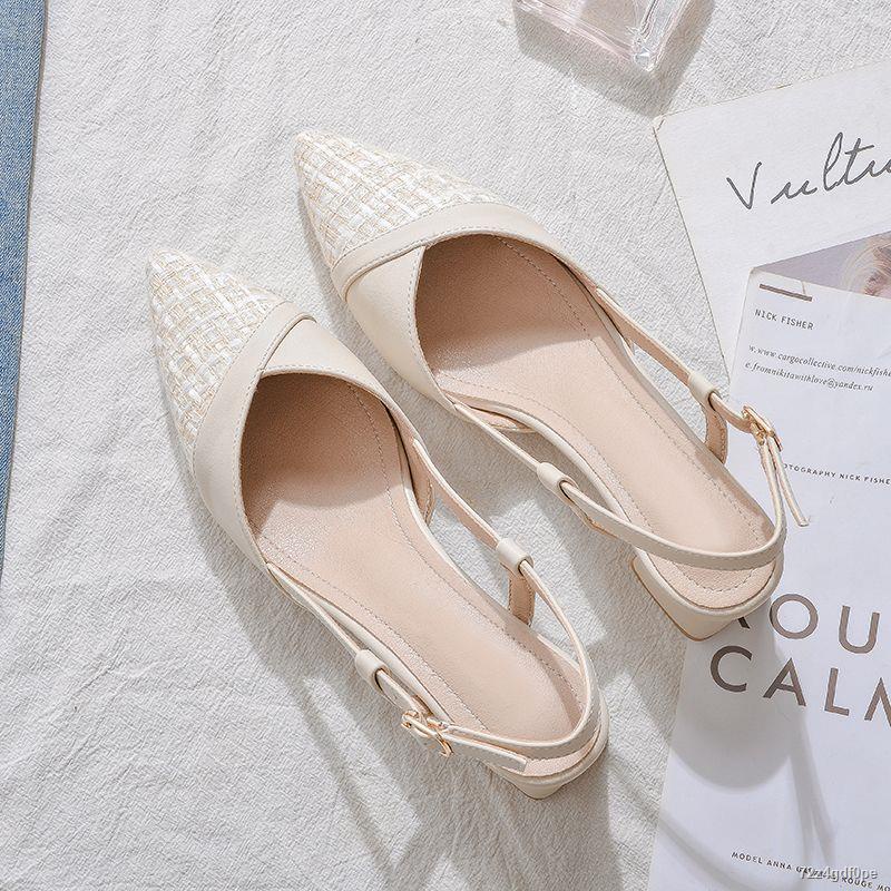 Thời Trang Bao Đầu Dày Gót Giày Đơn Mũi Nhọn Trống Cao Gót Giày Sandal Nối Giày Nữ💋HÀNG CÓ SẴN💄