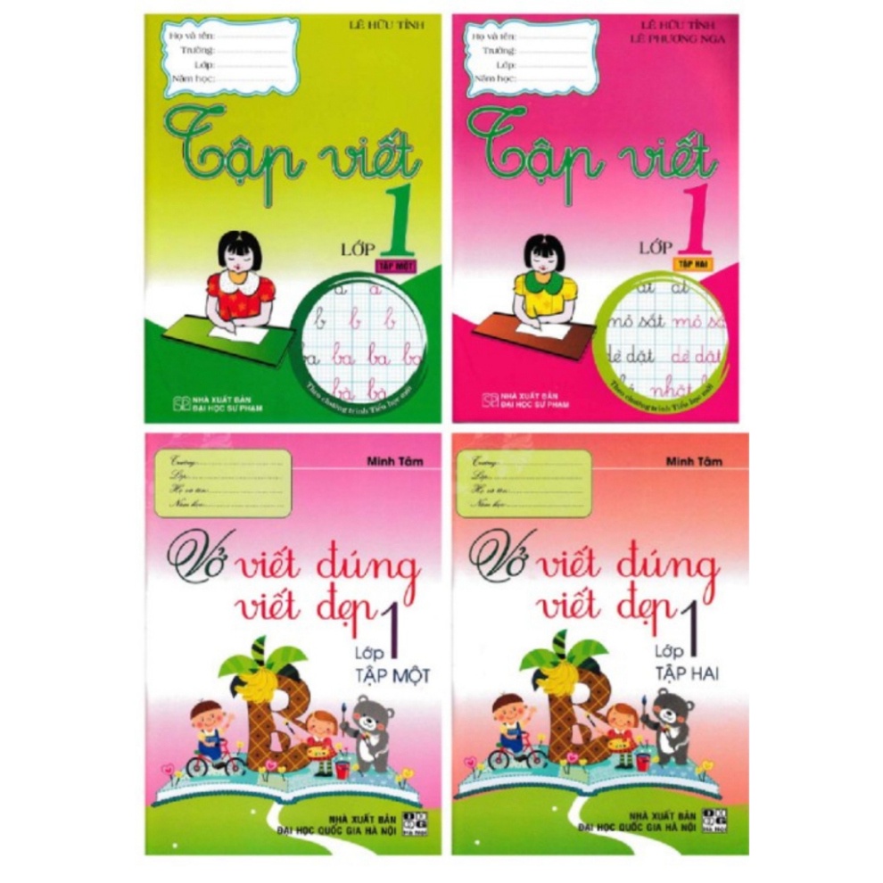 Sách - Combo Vở Viết Đúng Viết Đẹp Lớp 1 + Tập Viết Lớp 1 (Bộ 4 Cuốn)