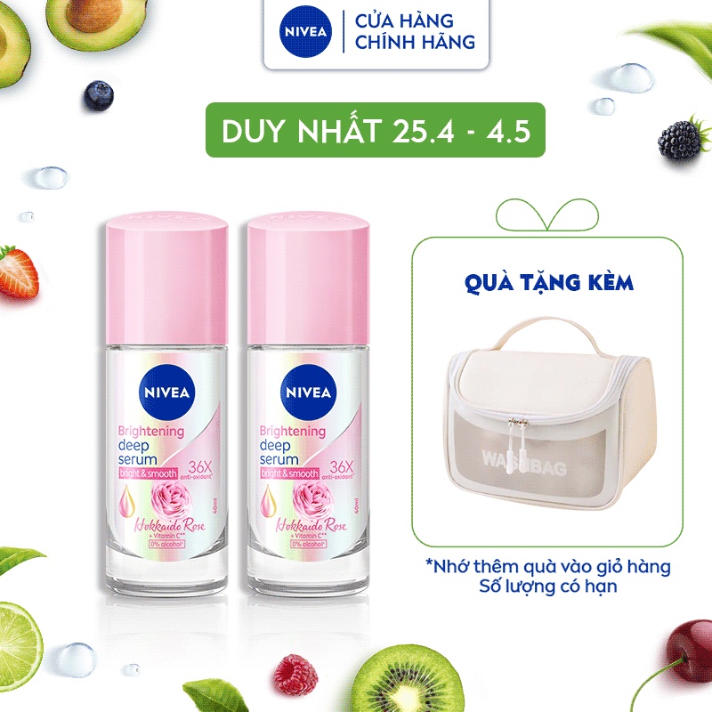 Bộ 2 Lăn Ngăn Mùi NIVEA Serum Sáng Mịn Hương Hoa Hồng Hokkaido (40 ml) - 85301