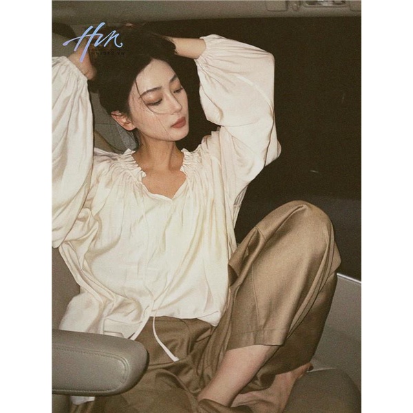 Áo Kiểu Xếp Nếp Trễ Vai Dáng Rộng Nhẹ Nhàng Trong Suốt Chống Nắng Kiểu Pháp Thời Trang Xuân Hè Cho Nữ