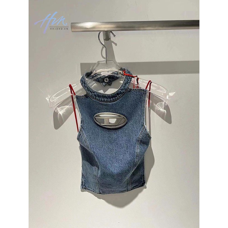 Áo Denim Sát Nách Dáng Ngắn Ôm Sát Quyến Rũ Trẻ Trung Phong Cách Âu Mỹ Cho Bạn Gái