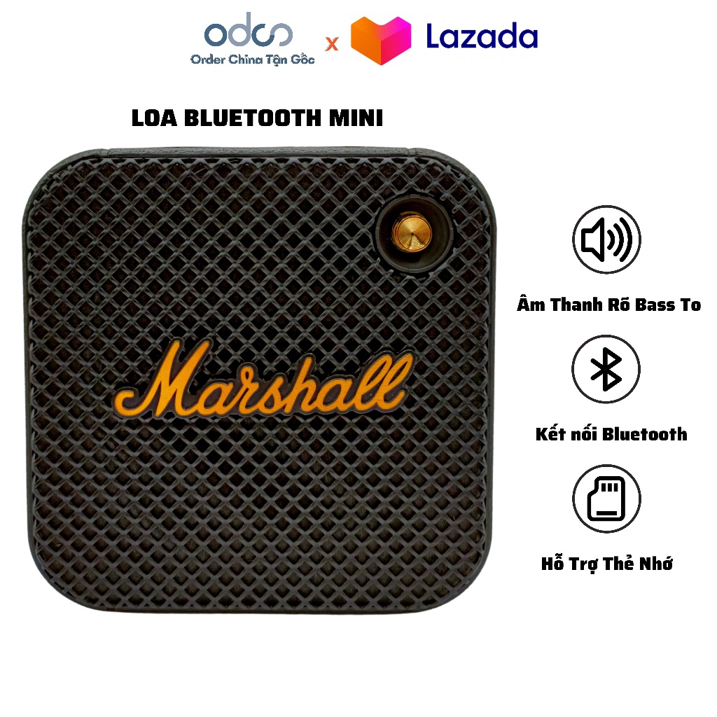 Loa bluetooth mini Marshall willen không dây bass mạnh cho điện thoại máy tính laptop pc giá rẻ bass treble rõ ràng
