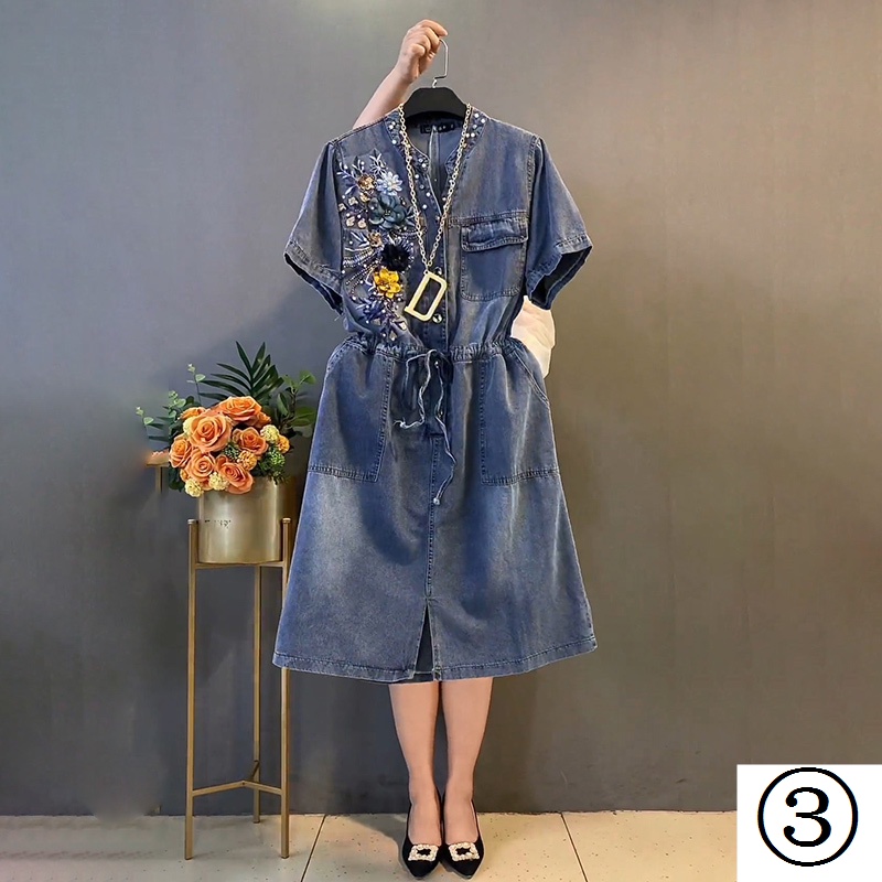 Đầm Denim Mỏng Dáng Rộng Cỡ Lớn Thời Trang Xuân Hè Mới Cho Nữ