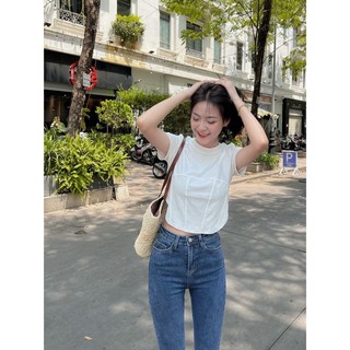 [RÁCH STORE] Áo Thun Crop -838 - Trơn - Viền Chỉ - Lai Bầu