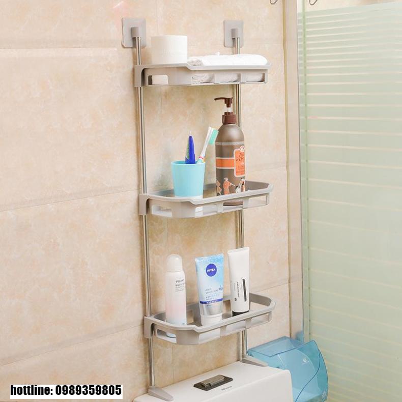 Kệ nhựa đa năng nhà tắm nhà vệ sinh 2,3 tầng kệ bồn cầu tiết kiệm không gian hít chân không gắn tường Việt Nhật cao cấp