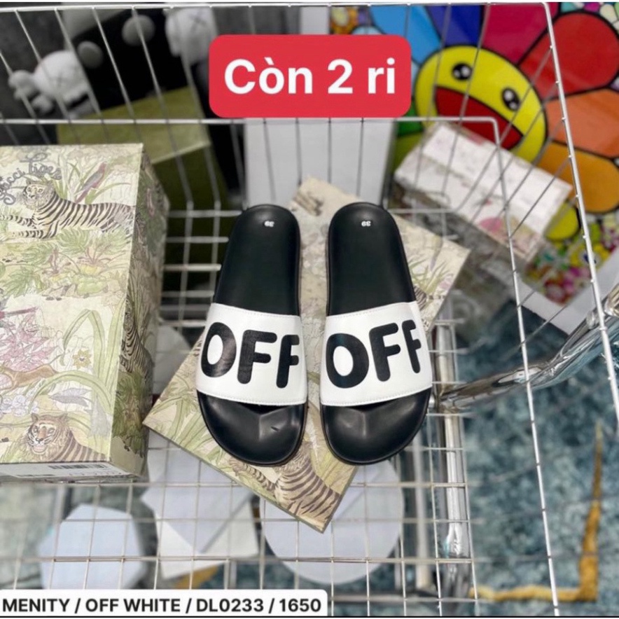 Dép lê off white quai da siêu nét - Dép nam nữ thời trang 2023