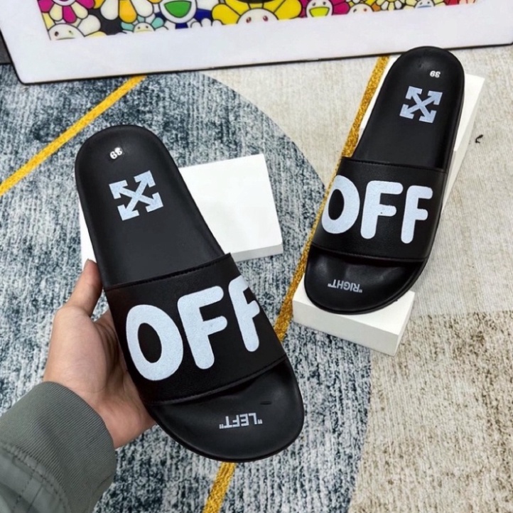 Dép lê off white quai da siêu nét - Dép nam nữ thời trang 2023