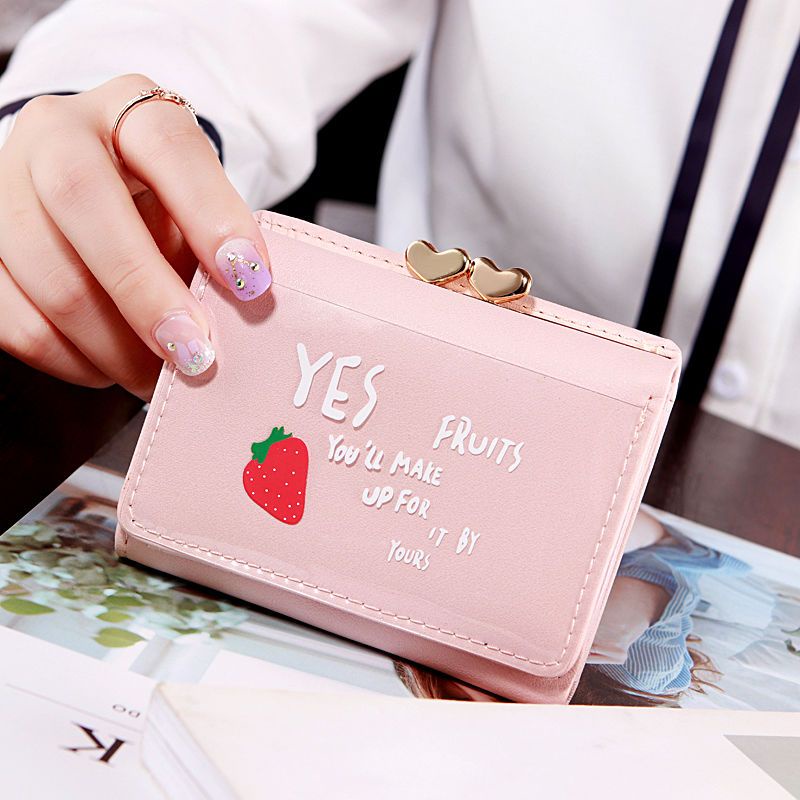 Ví Ngắn Mini Đựng Tiền Xu In Họa Tiết Dễ Thương Phong Cách Hàn Quốc Cho Nữ Sinh Giá Đỡ