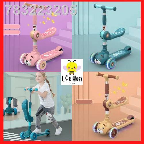 ( rẻ mà chất lượng)XE TRƯỢT SCOTTER KIÊM XE CHÒI CHÂN PHÁT NHẠC CÓ GHẾ NGỒI CHO BÉ