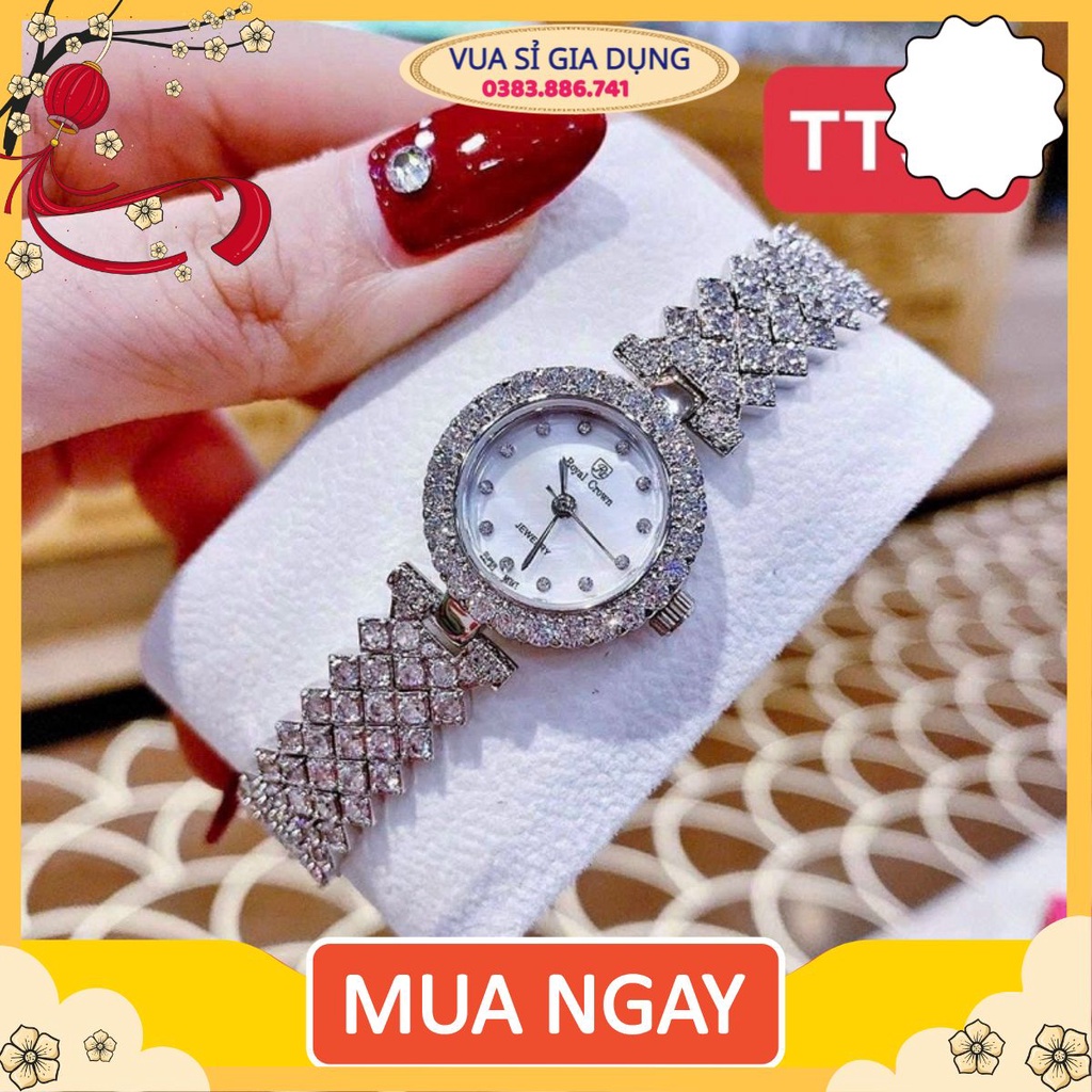 Đồng Hồ Nữ Chính Hãng Royal Crown 6305L - Thương hiệu uy tín đến từng chi tiết, Đồng Hồ Nữ Dây Kim Loại Cao Cấp Viền Đá