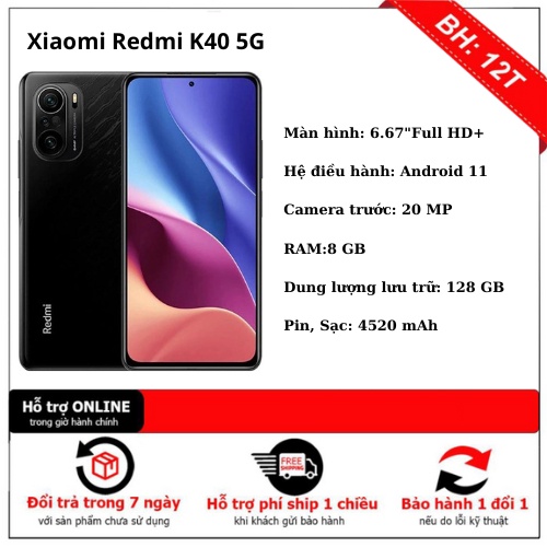 [FREE SHIP] Điện thoại Xiaomi Redmi K40 5G 8/128GB hàng chính hãng fullbox nguyên seal bảo hành 12 tháng