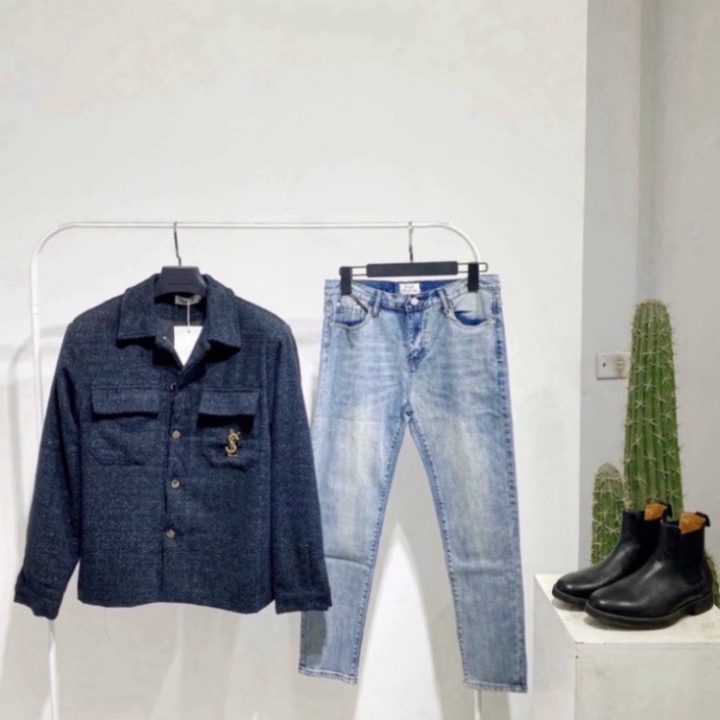 Quần Skinny Jean Bò Nam màu xanh da trời Trơn tiện nghi trang điểm Bảnh Trai, From Chuẩn a256 a32 a124 a4 a735