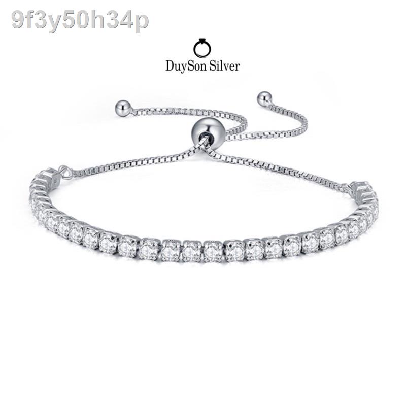 ❦Lắc tay bạc Ý 925 mạ vàng trắng kiểu dáng dây rút DuySon Silver, vòng nữ xi kim đính đá cao cấp