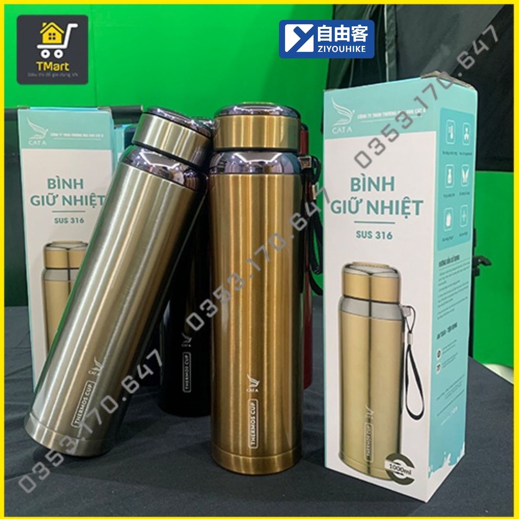 Bình Giữ Nhiệt ZIYOUHIKE dung tích 1000ml Giữ Nóng Lạnh 24h Inox 316 Ly Giữ Nhiệt Thể Thao