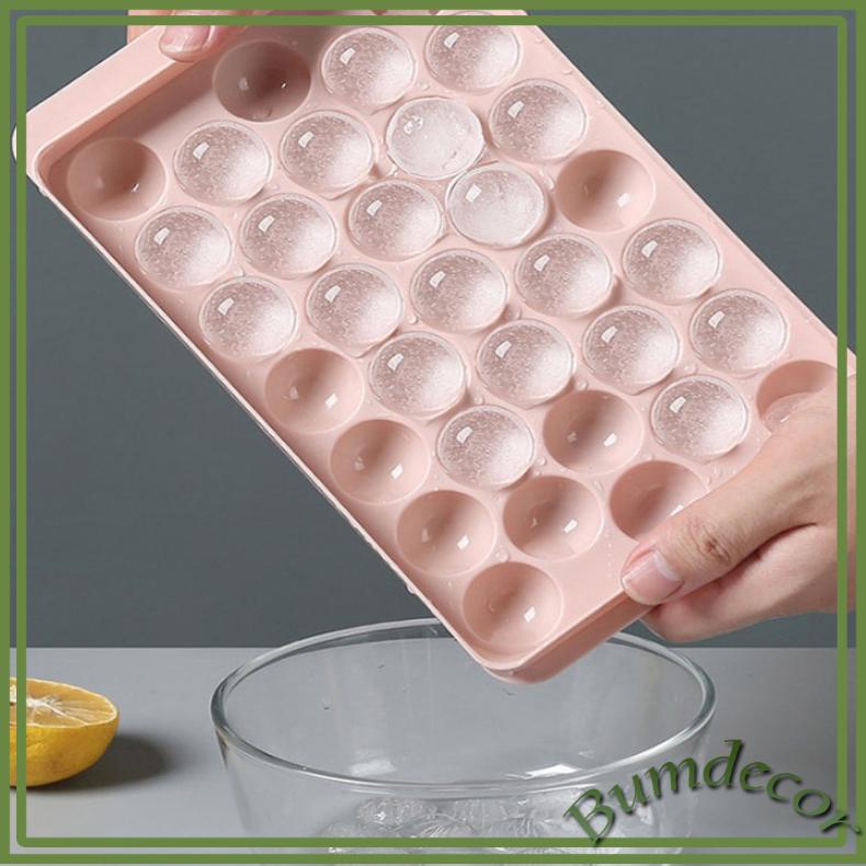 Khay đá tròn tủ lạnh 33 viên, Khay làm thạch rau câu dạng viên tròn 33 ô tiện lợi Bumdecor