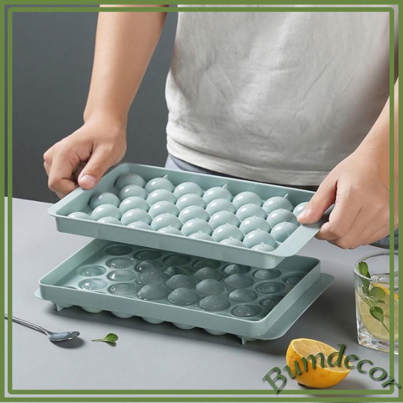 Khay đá tròn tủ lạnh 33 viên, Khay làm thạch rau câu dạng viên tròn 33 ô tiện lợi Bumdecor