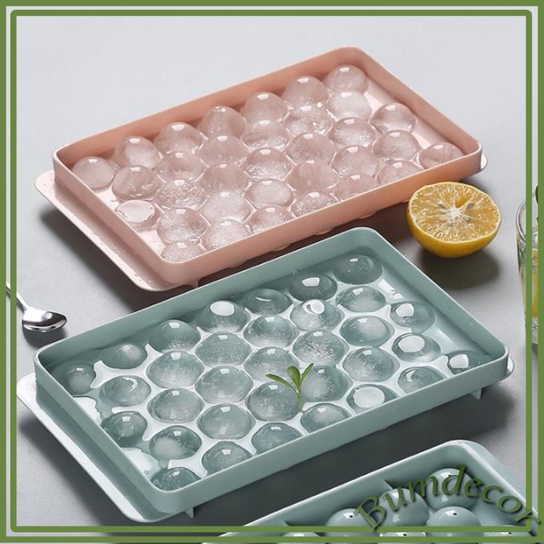 Khay đá tròn tủ lạnh 33 viên, Khay làm thạch rau câu dạng viên tròn 33 ô tiện lợi Bumdecor
