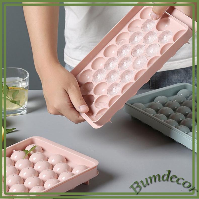 Khay đá tròn tủ lạnh 33 viên, Khay làm thạch rau câu dạng viên tròn 33 ô tiện lợi Bumdecor