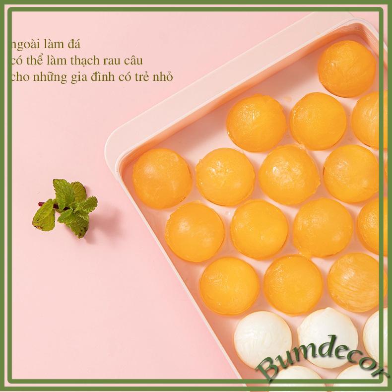 Khay đá tròn tủ lạnh 33 viên, Khay làm thạch rau câu dạng viên tròn 33 ô tiện lợi Bumdecor