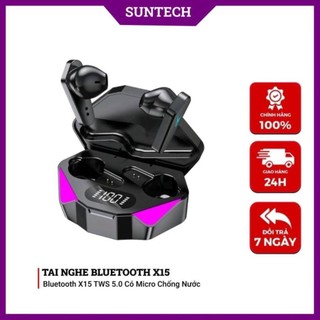  Tai Nghe Bluetooth X15 TWS 5.0 Có Micro Không Dây Nghe Gọi Cảm Ứng Điều Khiển Vân Tay Âm Thanh HIFI Chống Nước - SUNTECH 