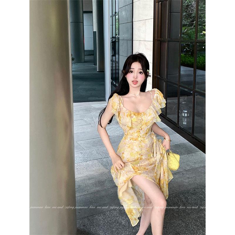Đầm Ngắn Tay In Hoa Thời Trang Mùa Hè Thanh Lịch Dành Cho Nữ