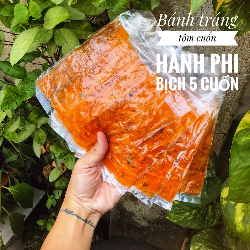 Bánh tráng tôm cuộn hành phi (bịch 5 cuốn)