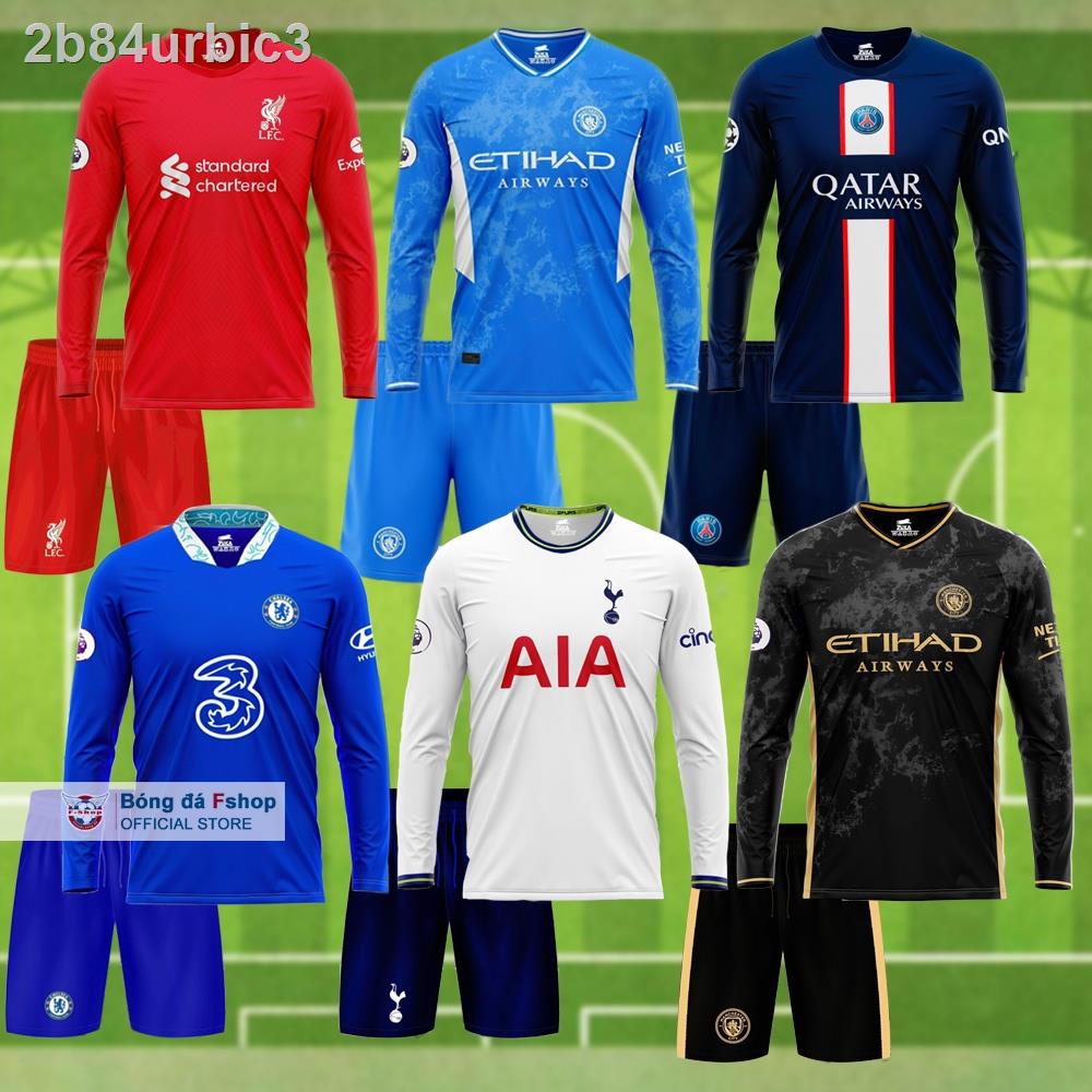 ♦♠(Dài Tay) Bộ quần áo bóng đá câu lạc Manchester City, Liverpool, PSG, Chelsea - banh thu đông
