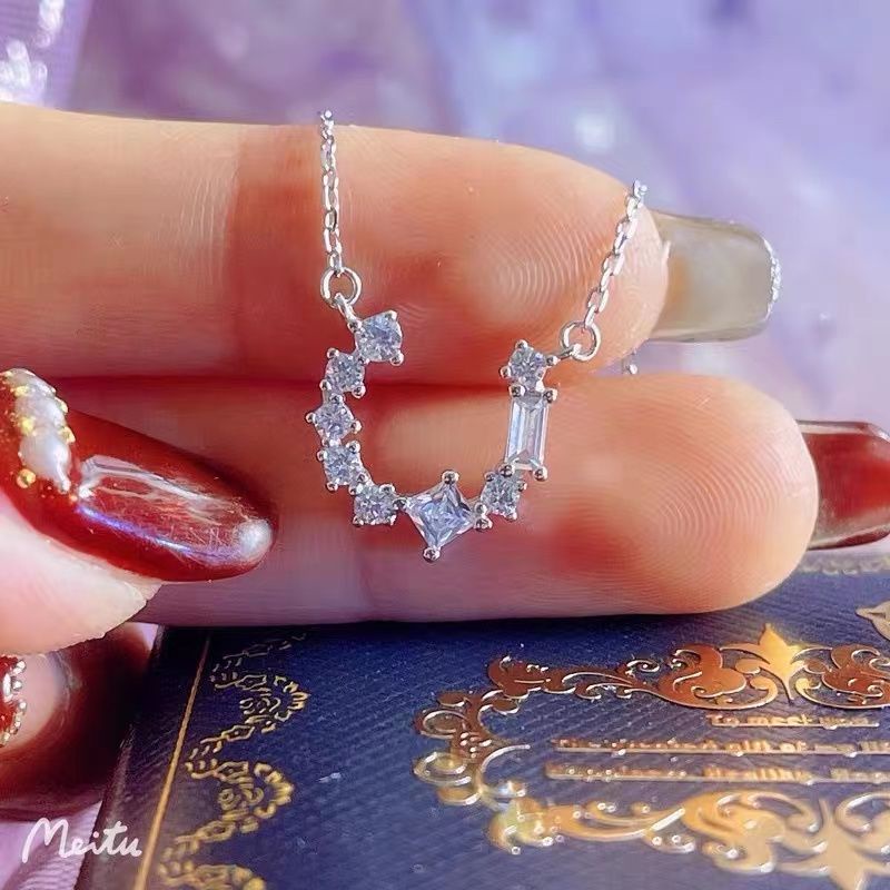 Vòng cổ Mạ Bạc 925 Đính Đá Sang Trọng Phong Cách Âu Mỹ Cho Nữ