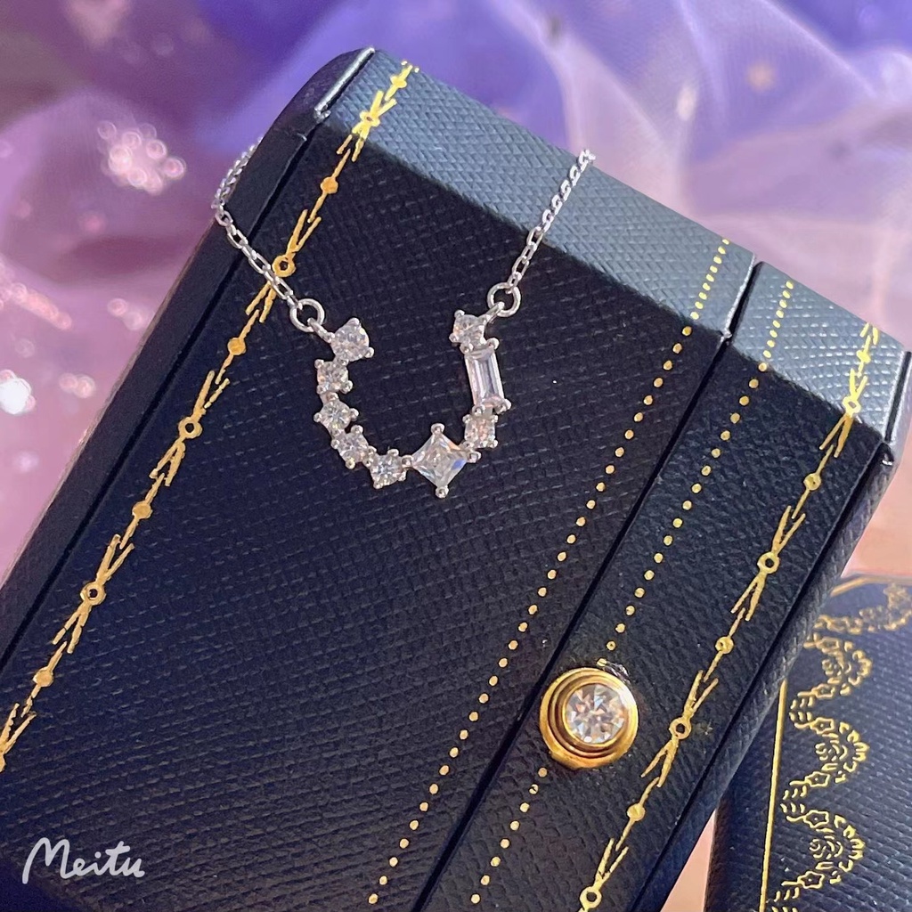 Vòng cổ Mạ Bạc 925 Đính Đá Sang Trọng Phong Cách Âu Mỹ Cho Nữ