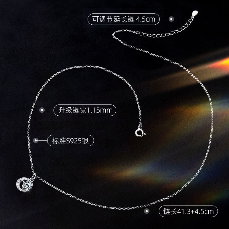 Vòng cổ Mạ Bạc 925 Đính Đá Tròn Nhỏ Đơn Giản Sang Trọng Cho Nữ
