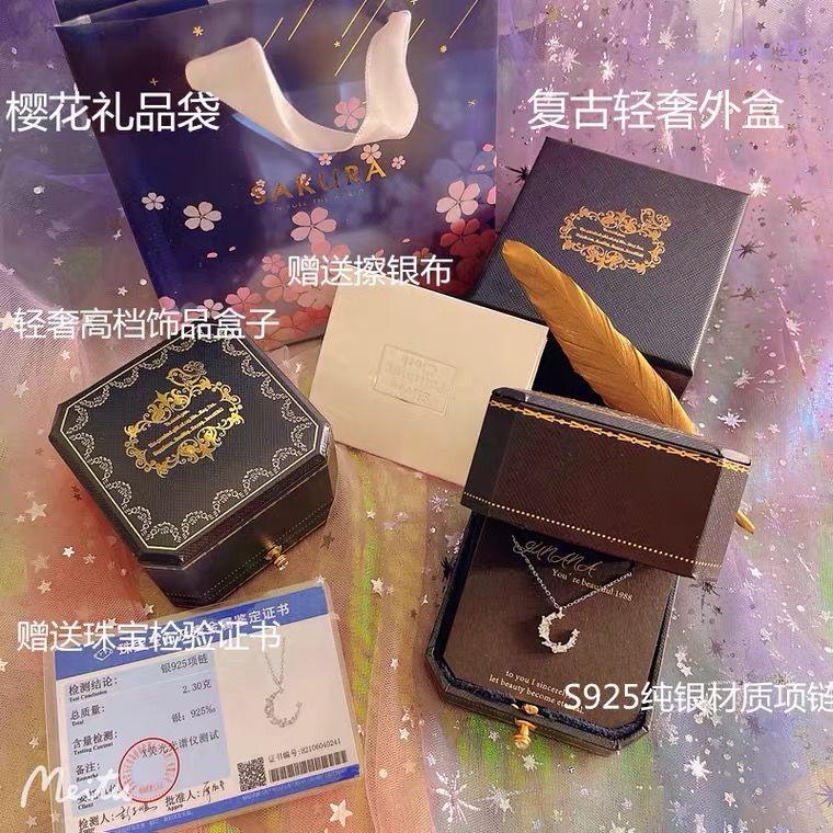 Vòng cổ Bạc Mặt Trăng Khuyết Thời Trang Mùa Hè 2022 Sang Trọng Cho Nữ