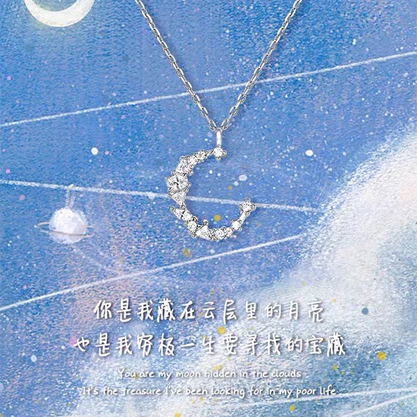 Vòng cổ Bạc Mặt Trăng Khuyết Thời Trang Mùa Hè 2022 Sang Trọng Cho Nữ