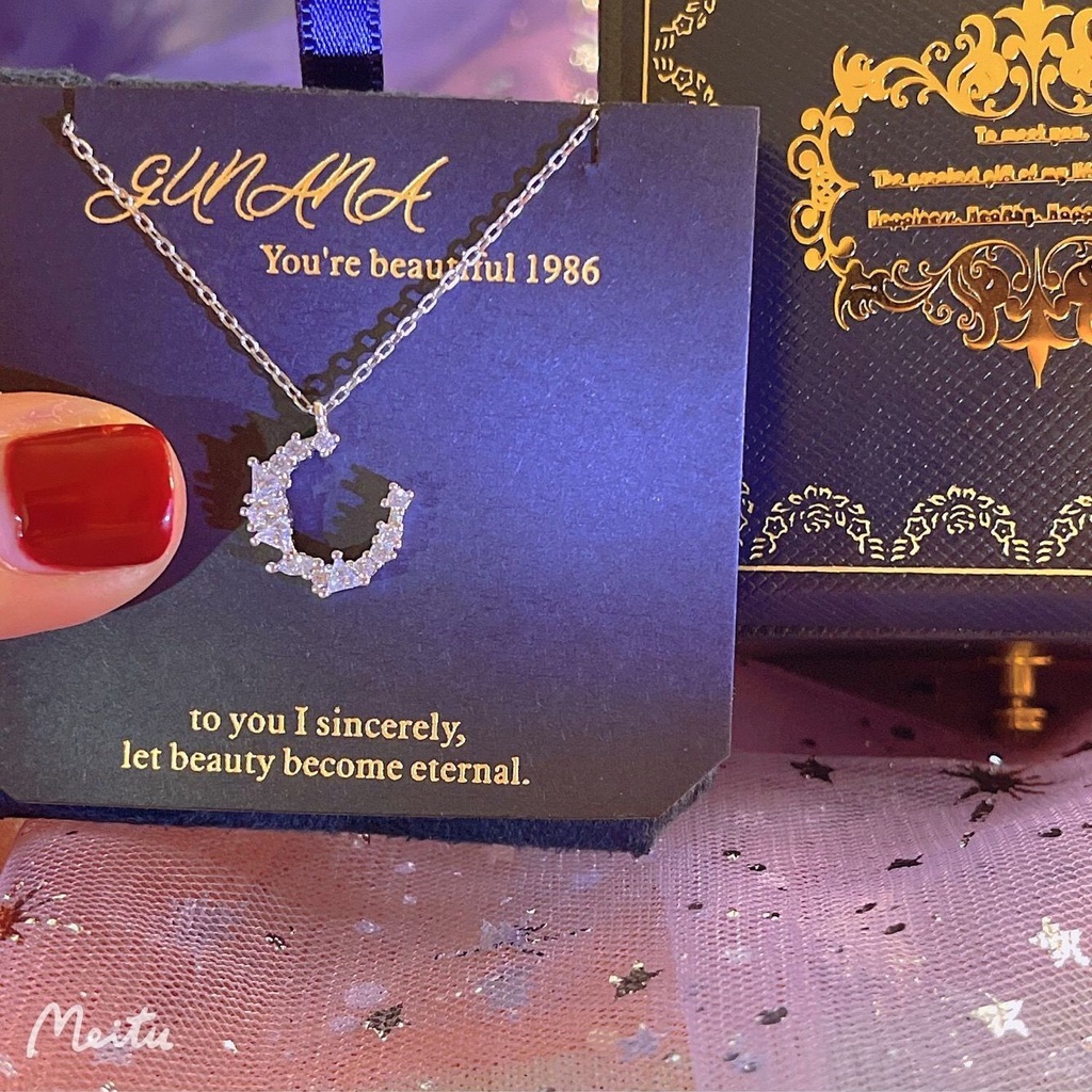 Vòng cổ Bạc Mặt Trăng Khuyết Thời Trang Mùa Hè 2022 Sang Trọng Cho Nữ