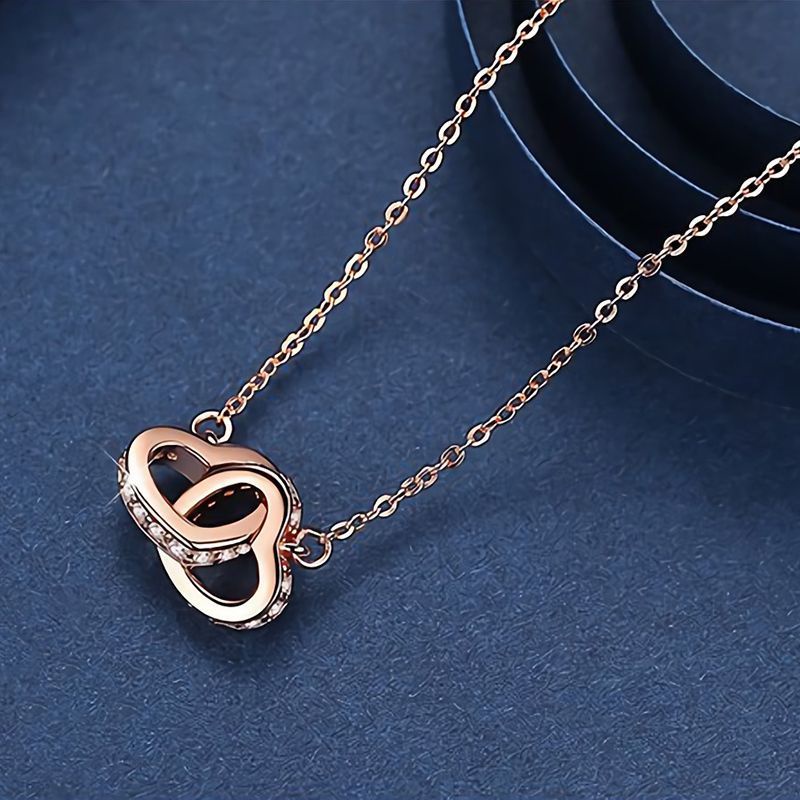 Vòng cổ Bạc 925 Hai Lớp Mặt Hình Trái Tim Sang Trọng Cho Nữ