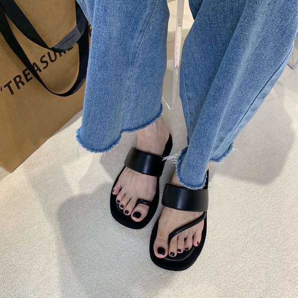 Dép xỏ ngón đế dày nữ mùa hè xỏ ngón bên ngoài