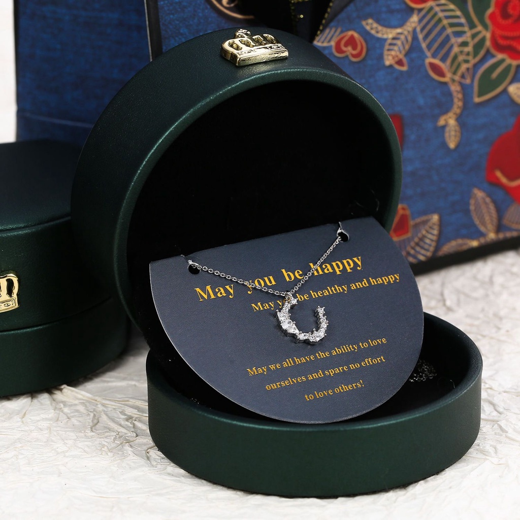 Vòng cổ Mạ Bạc 925 Mặt Trăng Khuyết Đính Đá Sang Trọng Cho Nữ