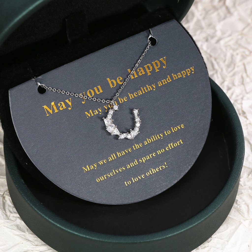 Vòng cổ Mạ Bạc 925 Mặt Trăng Khuyết Đính Đá Sang Trọng Cho Nữ