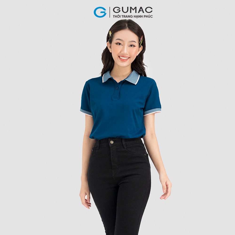 Áo Polo Nữ Thời Trang Gumac ATC08028 Phối Bo Vải Cá Sấu Nhiều Màu | BigBuy360 - bigbuy360.vn