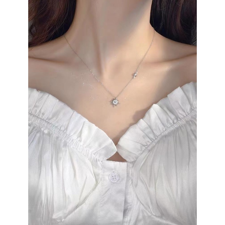 Vòng cổ Mạ Bạc 925 Mặt Hoa Hướng Dương Sang Trọng Cho Nữ