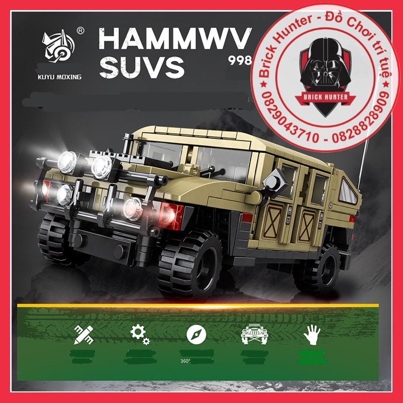 Kuyu 10004 Us Army Armored vehicle mô hình lắp ráp xe SUV Hmwv thiết giáp bộ binh Humvee của quân đội Mỹ