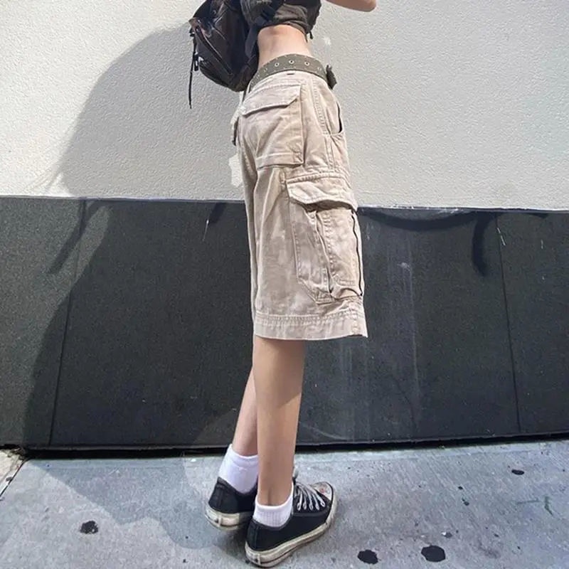 Jiashucheng Quần Yếm Denim Lửng Ống Đứng Dáng Ôm Cỡ Lớn Phối Túi Thời Trang Cho Nữ