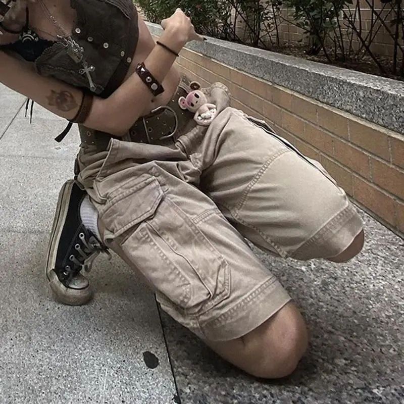 Jiashucheng Quần Yếm Denim Lửng Ống Đứng Dáng Ôm Cỡ Lớn Phối Túi Thời Trang Cho Nữ